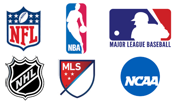 Sport Logos: MLS, NBA, MLB, NFL, NHL. Major League Soccer