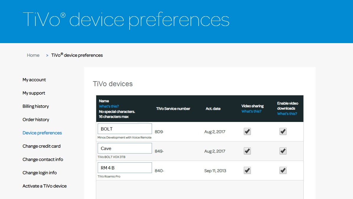 How to Name a TiVo Device