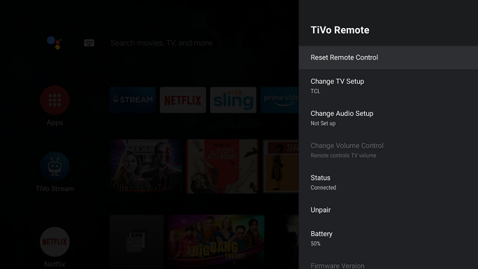 TiVo Stream 4K Remote Settings